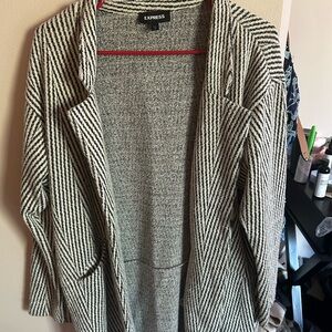 Express Patterned Terry Cloth Long Overcoat